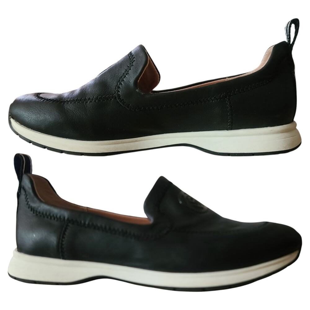 Taryn Rose Black Leather Baylor Slip On Loafers Shoes Women's 5 1/2 B